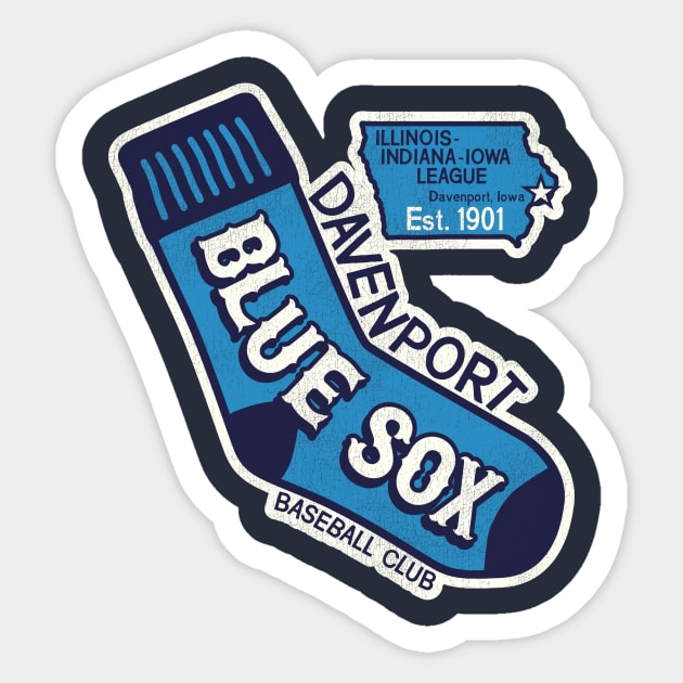 Defunct Davenport Blue Sox Baseball Team Sticker by Defunctland